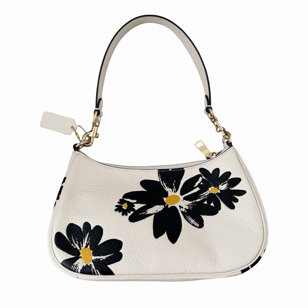 Coach Teri Pebble Leather Shoulder Crossbody Bag Floral Print Chalk Multi CZ587 - Picture 3 of 14